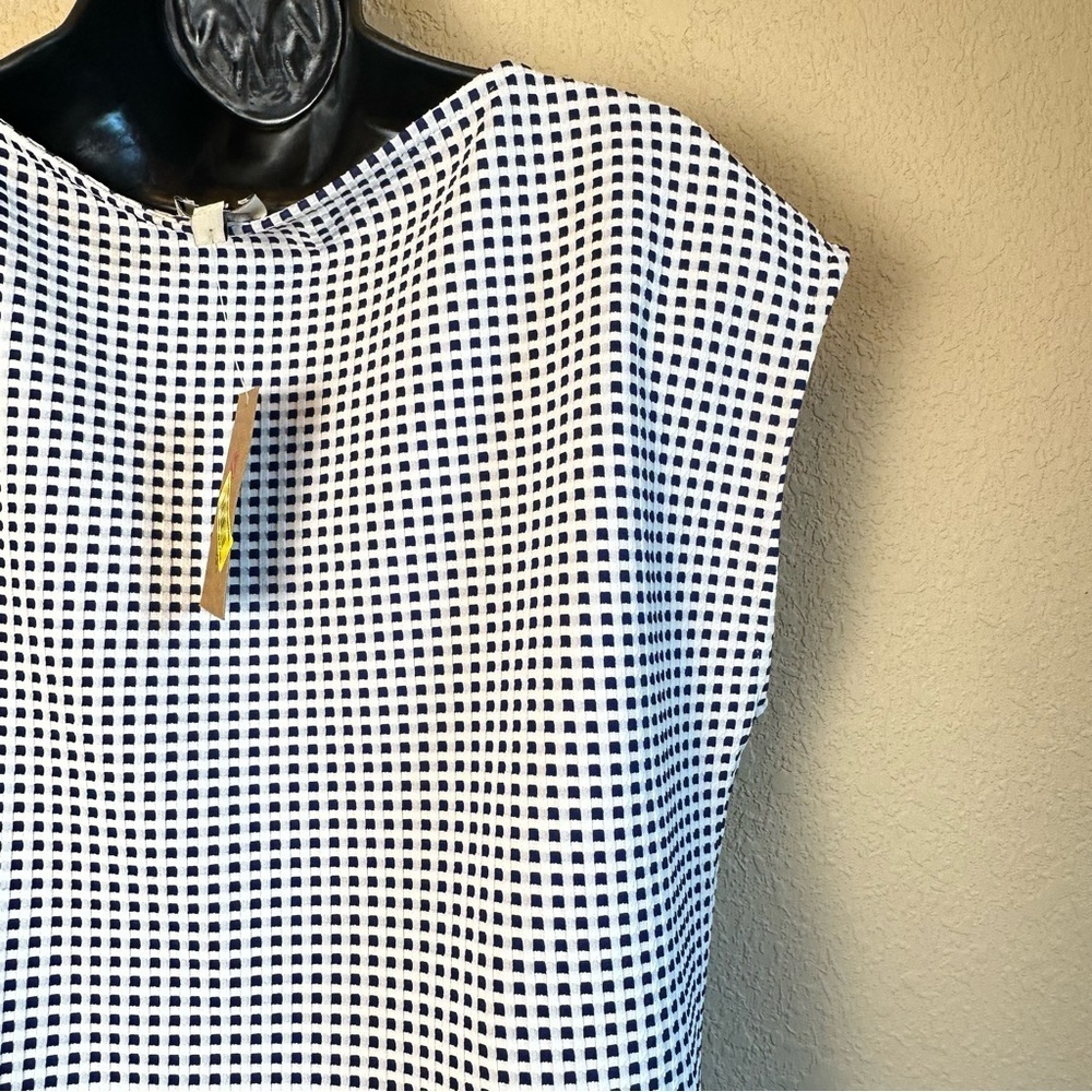 Cremieux Women's Small KNT Connie Tie Navy White Check Sleeveless Side Tie NWT - Picture 7 of 10